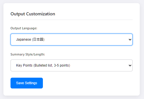 Customization options