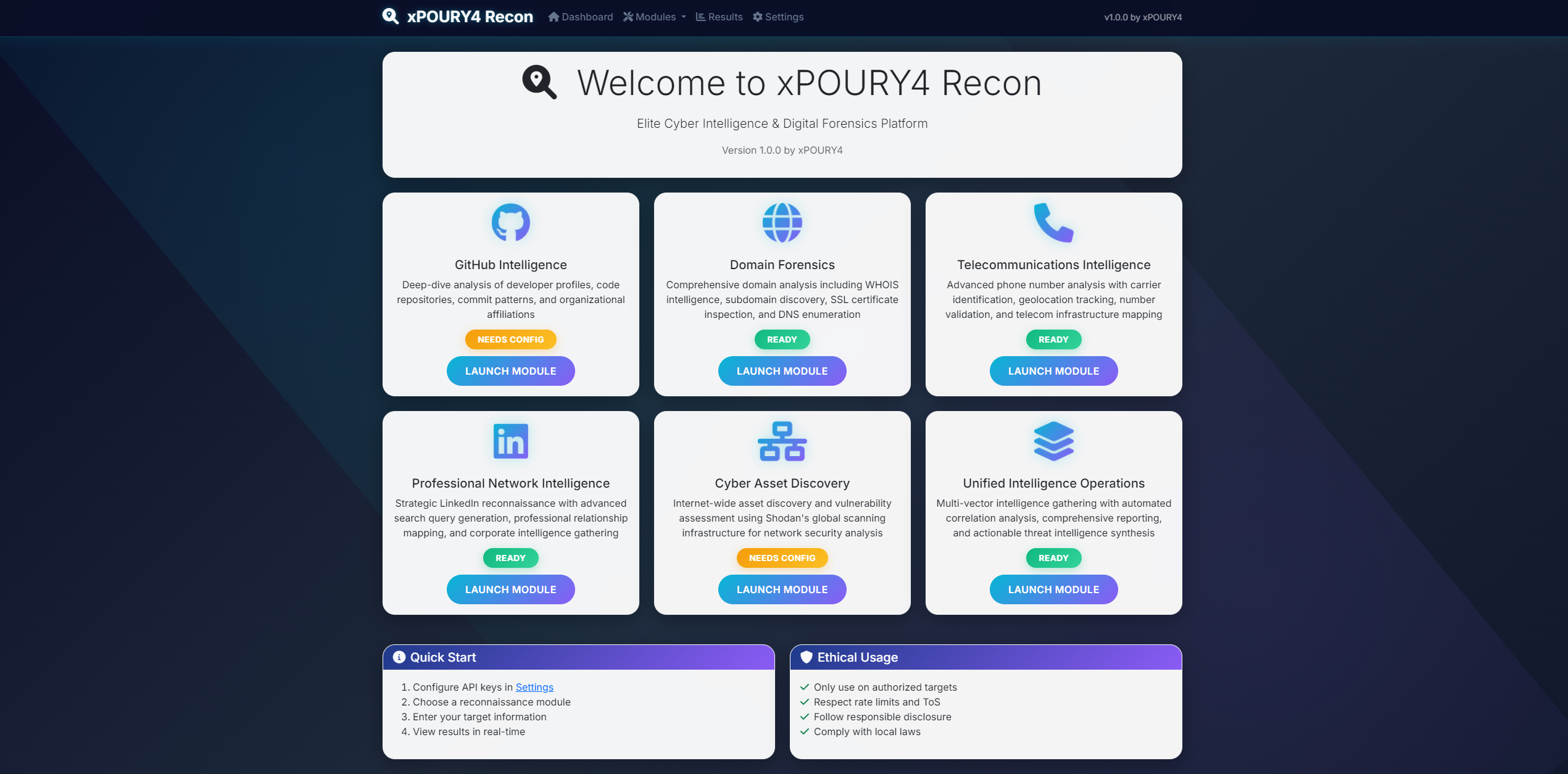 xPOURY4 Recon Dashboard